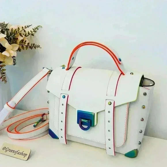 Michael Kors Purse Manhattan Satchel Crossbody Optic White - Picture 2 of 9